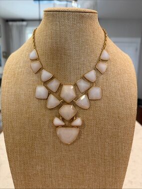 Stella & Dot Cream Stone Gold-Tone Bib Necklace